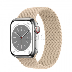 Купить Apple Watch Series 8 // 41мм GPS + Cellular // Корпус из нержавеющей стали серебристого цвета, плетёный монобраслет бежевого цвета