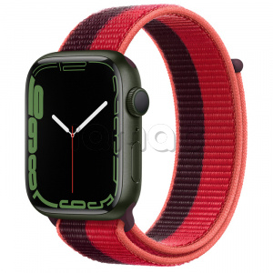 Купить Apple Watch Series 7 // 45мм GPS // Корпус из алюминия зеленого цвета, спортивный браслет цвета (PRODUCT)RED