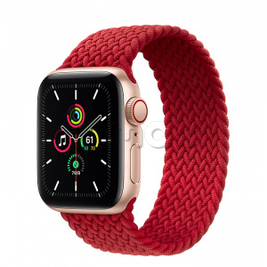 Купить Apple Watch SE // 40мм GPS + Cellular // Корпус из алюминия золотого цвета, плетёный монобраслет цвета PRODUCT(RED) (2020)