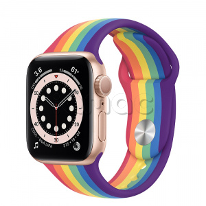Купить Apple Watch Series 6 // 40мм GPS // Корпус из алюминия золотого цвета, спортивный ремешок радужного цвета