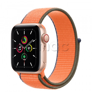 Купить Apple Watch SE // 40мм GPS + Cellular // Корпус из алюминия золотого цвета, cпортивный браслет цвета «Кумкват» (2020)