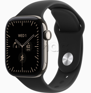 Купить Apple Watch Series 12 // 46мм GPS+Cellular // Корпус из титана натурального цвета, спортивный ремешок черного цвета