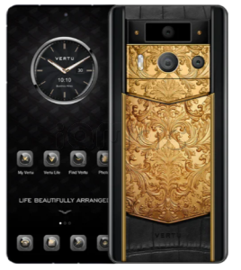 Телефон Vertu METAVERTU 2 Max, 1Tb, Luxury Custom-Made Golden Carved Floral Decoration, Alligator Leather (Black/Черный)