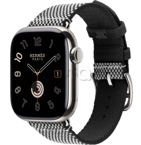 Купить Apple Watch Series 11 // 46мм GPS+Cellular // Корпус из титана серебристого цвета, ремешок Toile H Single Tour цвета Noir/Écru