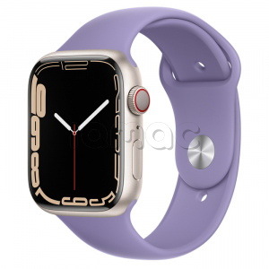 Купить Apple Watch Series 7 // 45мм GPS + Cellular // Корпус из алюминия цвета «сияющая звезда», спортивный ремешок цвета «английская лаванда»