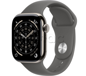 Купить Apple Watch Series 11 // 42мм GPS+Cellular // Корпус из титана натурального цвета, спортивный ремешок цвета "серый камень"