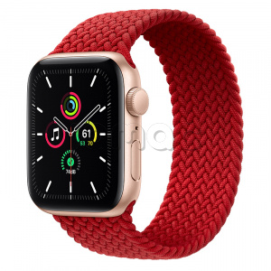 Купить Apple Watch SE // 44мм GPS // Корпус из алюминия золотого цвета, плетёный монобраслет цвета PRODUCT(RED) (2020)