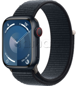 Купить Apple Watch Series 9 // 45мм GPS+Cellular // Корпус из алюминия цвета "темная ночь", спортивный браслет цвета "темная ночь"