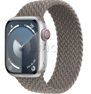 Купить Apple Watch Series 9 // 41мм GPS+Cellular // Корпус из алюминия серебристого  цвета, плетёный монобраслет цвета "глина"