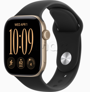 Купить Apple Watch Series 12 // 46мм GPS // Корпус из алюминия золотого цвета, спортивный ремешок черного цвета