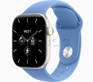Купить Apple Watch Series 12 // 42мм GPS+Cellular // Корпус из керамики жемчужно-белого цвета, спортивный ремешок голубого цвета