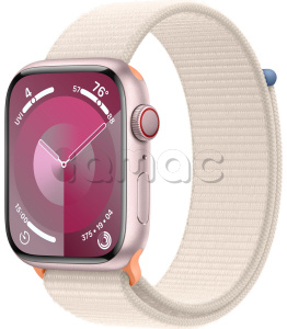 Купить Apple Watch Series 9 // 45мм GPS+Cellular // Корпус из алюминия розового цвета, спортивный браслет цвета "сияющая звезда"