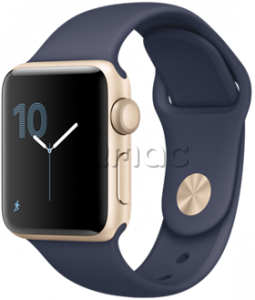 Купить Apple Watch Series 1 42мм Корпус из золотистого алюминия, спортивный ремешок тёмно‑﻿синего цвета (MQ122)