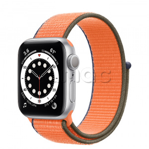 Купить Apple Watch Series 6 // 40мм GPS // Корпус из алюминия серебристого цвета, спортивный браслет цвета «Кумкват»