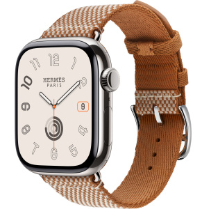 Apple Watch Series 10 Hermes 42 GPS Cellular Toile H Single Tour Gold Ecru