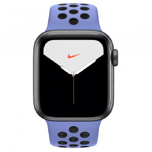 Купить Apple Watch Series 5 // 44мм GPS // Корпус из алюминия цвета «серый космос», спортивный ремешок Nike цвета "синяя пастель/чёрный"