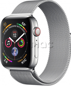 Купить Apple Watch Series 4 // 44мм GPS + Cellular // Корпус из нержавеющей стали, миланский сетчатый браслет (MTV42)