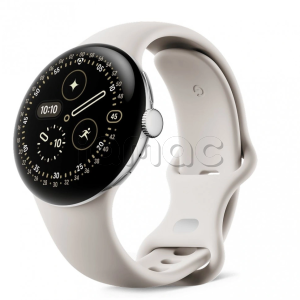 Купить Google Pixel Watch 4 Wi-Fi+Cellular, серебристый корпус 45 mm, спортивный ремешок бежевого цвета (Porcelain)