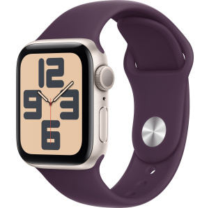 Apple Watch SE // 40мм GPS (Custom) // Корпус из алюминия цвета «сияющая звезда», спортивный ремешок цвета «сливовый» (2024)