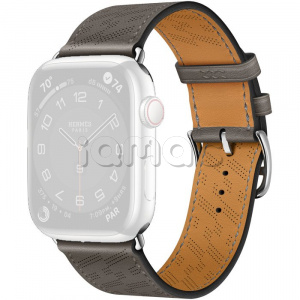 45мм Ремешок Hermès Single (Simple) Tour H Diagonal цвета Gris Meyer для Apple Watch