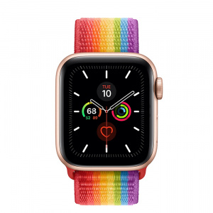 Купить Apple Watch Series 5 // 40мм GPS // Корпус из алюминия золотого цвета, спортивный браслет радужного цвета