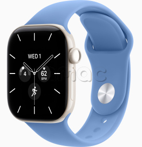 Купить Apple Watch Series 12 // 46мм GPS+Cellular // Корпус из керамики жемчужно-белого цвета, спортивный ремешок голубого цвета