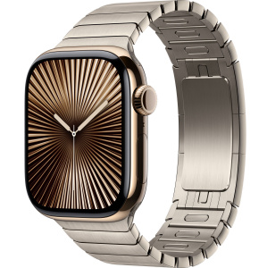 Apple Watch Series 10 // 42мм GPS+Cellular // Корпус из титана золотого цвета, блочный браслет натурального цвета