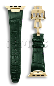 Ремешок Golden Concept для Apple Watch, Alligator Leather (Green/Desert Gold)