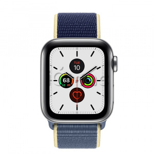 Купить Apple Watch Series 5 // 40мм GPS + Cellular // Корпус из нержавеющей стали, спортивный браслет цвета «морской лёд»
