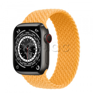 Купить Apple Watch Series 7 // 41мм GPS + Cellular // Корпус из титана цвета «черный космос», плетёный монобраслет цвета «спелый маис»