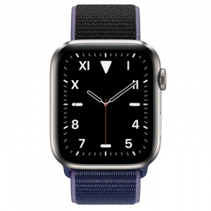 Купить Apple Watch Series 5 // 44мм GPS + Cellular // Корпус из титана, спортивный браслет тёмно-синего цвета