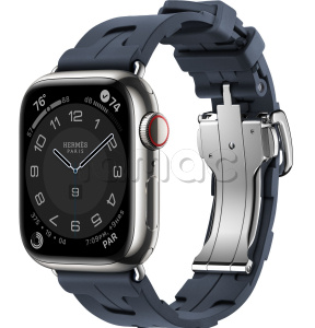 Купить Apple Watch Series 9 Hermès // 41мм GPS+Cellular // Корпус из нержавеющей стали серебристого цвета, ремешок Kilim Single Tour цвета Navy с раскладывающейся застёжкой (Deployment Buckle)