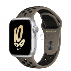 Купить Apple Watch Series 8 // 41мм GPS // Корпус из алюминия серебристого цвета, спортивный ремешок Nike цвета "серая олива/черный"