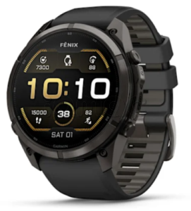 Купить Мультиспортивные часы Garmin Fenix 9 Pro (51mm), титановый корпус Carbon Gray DLC, черный силиконовый ремешок (Black/Pebble Gray)