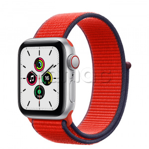 Купить Apple Watch SE // 40мм GPS + Cellular // Корпус из алюминия серебристого цвета, cпортивный браслет цвета (PRODUCT)RED (2020)