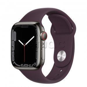 Купить Apple Watch Series 7 // 41мм GPS + Cellular // Корпус из нержавеющей стали графитового цвета, спортивный ремешок цвета «тёмная вишня»