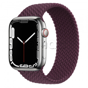 Купить Apple Watch Series 7 // 45мм GPS + Cellular // Корпус из нержавеющей стали серебристого цвета, плетёный монобраслет цвета «тёмная вишня»