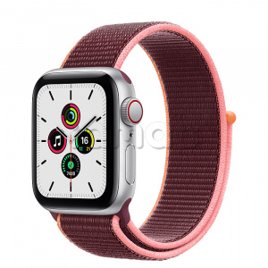 Купить Apple Watch SE // 40мм GPS + Cellular // Корпус из алюминия серебристого цвета, cпортивный браслет сливового цвета (2020)