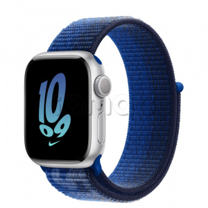 Купить Apple Watch Series 8 // 41мм GPS // Корпус из алюминия серебристого цвета, спортивный браслет Nike цвета "королевская игра/морская полночь"