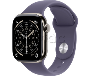 Купить Apple Watch Series 11 // 42мм GPS+Cellular // Корпус из титана натурального цвета, спортивный ремешок цвета "фиолетовый туман"