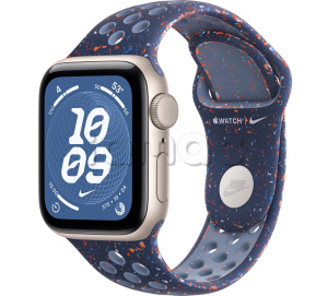 Купить Apple Watch SE 3 // 40мм GPS // Корпус из алюминия цвета "сияющая звезда", спортивный ремешок Nike цвета "синяя лента" (2025)