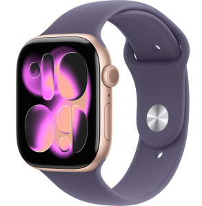 Apple Watch Series 11 // 46мм GPS // Корпус из алюминия цвета "розовое золото", спортивный ремешок цвета "фиолетовый туман"