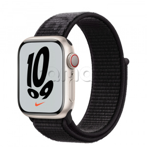 Купить Apple Watch Series 7 // 41мм GPS + Cellular // Корпус из алюминия цвета «сияющая звезда», спортивный браслет Nike чёрного цвета