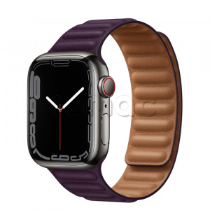 Купить Apple Watch Series 7 // 41мм GPS + Cellular // Корпус из нержавеющей стали графитового цвета, кожаный браслет цвета «тёмная вишня», размер ремешка S/M