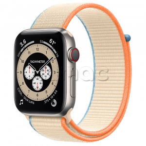 Купить Apple Watch Series 6 // 44мм GPS + Cellular // Корпус из титана, спортивный браслет кремового цвета