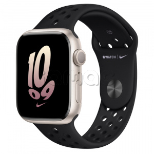 Купить Apple Watch Series 8 // 45мм GPS // Корпус из алюминия цвета "сияющая звезда", спортивный ремешок Nike черного цвета