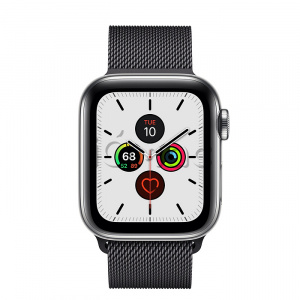 Купить Apple Watch Series 5 // 40мм GPS + Cellular // Корпус из нержавеющей стали, миланский сетчатый браслет цвета «чёрный космос»