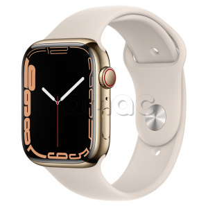 Купить Apple Watch Series 7 // 45мм GPS + Cellular // Корпус из нержавеющей стали золотого цвета, спортивный ремешок цвета «сияющая звезда»