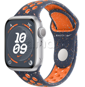 Купить Apple Watch Series 9 // 41мм GPS // Корпус из алюминия серебристого цвета, спортивный ремешок Nike цвета "синее пламя"