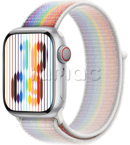 Купить Apple Watch Series 9 // 45мм GPS+Cellular // Корпус из алюминия серебристого цвета, спортивный браслет цвета Pride Edition